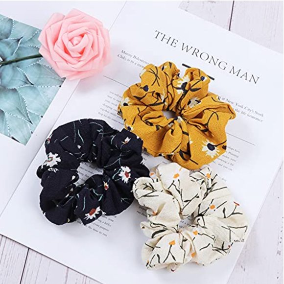 20 Pack Flower Hair Scrunchies for Women  - Floral Hair Bands NWT - Picture 5 of 6